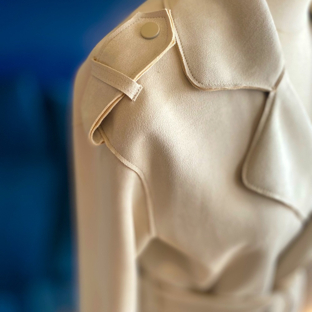 Faux Suede 3/4 Cream Women’s Jacket US 4